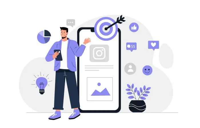 Instagram Influencer Marketing Strategies Flat Character Illustration image